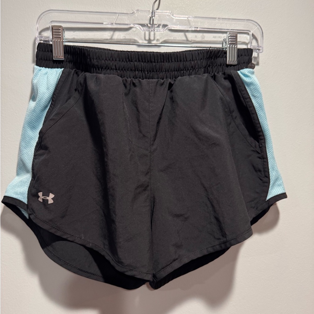 Under Armour Women's Black Shorts with Light Blue Accents